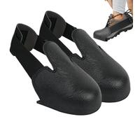 Couvre-orteils en acier pour chaussures - Capuchons de protection en acier noir de vachette - Taille commune - Anti-écrasement - 1 paire de protège-pieds - Sangle élastique - Protection antidérapante