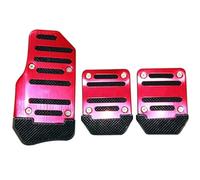Couvre Pédale D'accélérateur Couvre pédale Frein Et D'accélérateur En Trois Pièces Universel En Alliage D'aluminium Transmission Manuelle Antidérapant(Red)