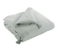 OUREA - Couvre-pied 150x150cm Capitonné Gaze de Coton Eucalyptus -