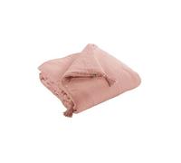 Couvre-pied 150x150cm Capitonné Gaze de Coton Rose Pêche - OUREA -