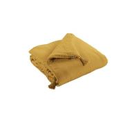 OUREA - Couvre-pied 150x150cm Capitonné Gaze de Coton Safran -