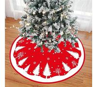 Couvre-Pied de Sapin Christmas Tree Skirt Jupe de Sapin de Noël Rouge Rond Décorations d'arbre Couverture pour Décorations de Maison de Vacances de Noël (90cm)