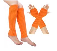 Couvre-pieds en laine pour femme - Chaussettes chaudes empilées - Ensemble de fête et de danse - Chaussettes de Noël tricotées, Orange, taille unique