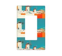 Couvre-plaque murale colorée pour moulins à vent grecs, plaques murales 1 gang taille standard 11,2 x 6,9 cm, couvercle décoratif pour interrupteur, couvercle de sortie, polycarbonate thermoplastique