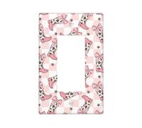 Couvre-plaque murale en forme de bottes de cowgirl en damier rose, 1 bande de taille standard 11,2 x 6,9 cm, couvercle décoratif pour interrupteur d'éclairage, couvercle de sortie, polycarbonate