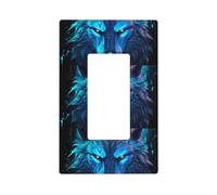 Couvre-plaque murale futuriste en forme de loup bleu clair - Plaques murales de taille moyenne 12,7 x 7,6 cm - Couvercle décoratif pour interrupteur - En polycarbonate thermoplastique