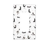 Couvre-plaque murale humoristique motif chiens de yoga Boston terrier, 1 gang de taille moyenne 12,7 x 7,6 cm, couvercle décoratif pour interrupteur d'éclairage, couvercle de sortie, en polycarbonate