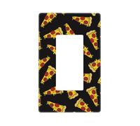 Couvre-plaque murale mignonne en forme de pizza noire, 1 plaque murale sans vis, taille standard 11,7 x 7,1 cm, couvercle décoratif pour interrupteur, cache-prise en polycarbonate thermoplastique