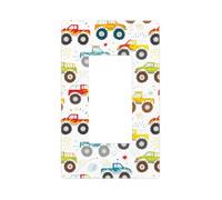 Couvre-plaque murale Monster Trucks de dessin animé, 1 bande sans vis, taille standard 11,7 x 7,1 cm, couvercle décoratif pour interrupteur d'éclairage, couvercle de sortie, polycarbonate