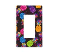 Couvre-plaque murale noir ananas coloré, plaques murales sans vis, taille standard 11,7 x 7,1 cm, couvercle décoratif pour interrupteur, couvercle de sortie, polycarbonate thermoplastique