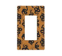 Couvre-plaque murale noire de style bohémien avec motif serpent drôle, 1 gang sans vis, taille standard 11,7 x 7,1 cm, couvercle décoratif pour interrupteur, couvercle de sortie, polycarbonate