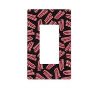 Couvre-plaque murale noire imprimé bacon, 1 bande sans vis, taille standard 11,7 x 7,1 cm, couvercle décoratif pour interrupteur d'éclairage, cache-prise en polycarbonate thermoplastique