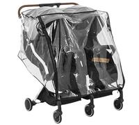 Couvre-pluie à double poussette Universal Pram Couvre de pluie étanche transparente pour la poussette de bouclier éolien côte à côte avec fermeture glissière pour bébé jumeau