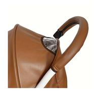 Couvre-poignée pour poussette Housse de poignée poussette, protection en PU, gant universel pliable et lavable avec fermeture éclair, un ensemble(Brown)
