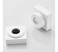 Couvre-pommeau de douche carré réglable décoratif pour robinets de salle de bain et robinets mélangeurs, hauteur réglable 0-23 mm, construction en laiton, 6×6 cm, Compat(Blanc)