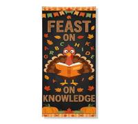 Couvre-porte avec citation de la dinde de Thanksgiving 91,4 x 182,9 cm | Feuilles d'automne, bannière de porte d'entrée, dinde de lecture, art mural saisonnier, thème de la récolte