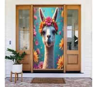 Couvre-porte chic avec impression nacrée d'alpaga n° 37 - Bannière décorative pour intérieur/extérieur, printemps, été, automne, hiver, Halloween, Noël