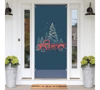 Couvre-porte de camion rouge avec sapin de Noël, 180 x 89 cm, bannière, panneau de porche, toile de fond pour photographie, décoration pour porte d'entrée, jardin, cour, terrasse, fête d'anniversaire