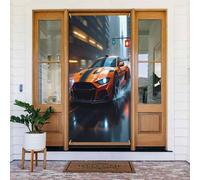 Couvre-porte de voiture moderne imprimé orange brûlé n° 18 - Bannière décorative pour intérieur/extérieur, printemps, été, automne, hiver, Halloween, Noël
