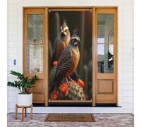 Couvre-porte moderne imprimé cactus et oiseau n° 106 - Bannière décorative pour intérieur/extérieur, printemps, été, automne, hiver, Halloween, Noël