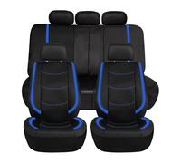 Couvre Sieges Housses De Siège Voiture Avec Feuille PVC Brillant 3 Accessoires Fermeture Éclair Protecteur Coussin Intérieur(Blue 5 Seat)