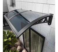 Couvre-siphon d'extérieur rectangulaire avec protection UV - Auvent en polycarbonate pour portes et fenêtres - Cadre en aluminium - Auvent de véranda en saillie en 60/80/100/120/150 cm de largeur (80