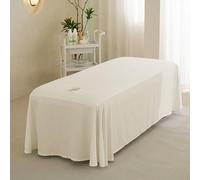 Couvre-table de massage, 190x80cm coussin de lit de cils avec trou de visage, drap de lit de massage, jupe de table de massage de couleur pour massage du salon (kaki)