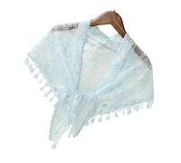 Couvre-tête avec bordure en dentelle confortable en tissu polyester idéal pour les voyages moments spirituels écharpe élégante en dentelle douce et respirante, bleu ciel, taille unique