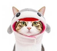 Couvre-tête avec oreilles de lapin Rose Chapeau de protection pour chat et petit chien (requin, S)