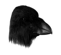 Couvre-tête d'animal corbeau en latex effrayant pour Halloween | Couvre-tête complet d'animal de cosplay pour adultes et femmes, bal masqué, bar, musique, festival, film