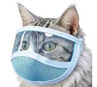 Couvre-tête de chat pour le toilettage - Bonnet en réglable - Masque transparent respirant pour le toilettage des griffes, la coupe et la coupe, la prévention des morsures et le jeu