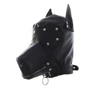 Couvre-tête de chien avec trou pour les yeux pour costume d'Halloween pour l'intérieur et l'extérieur Noir avec cravate intégrale