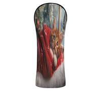 Couvre-tête de club de golf avec étiquette numérotée pour conducteur de parcours en bois hybride, couverture confortable en forme de chat de Noël dans une couverture rouge