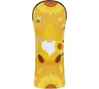 Couvre-tête de club de golf en cuir de qualité supérieure avec étiquettes interchangeables pour conducteur, bois et tournesol hybride avec abeille, gnome hippie amusant