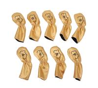 Couvre-TêTe De Club De Golf En Pu, ImperméAble, Double Face, Broderie, Couvre-TêTe De Protection Pour L'entraîNement, Blanc Et Or, 9 PièCes