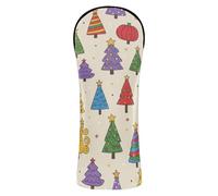 Couvre-tête de golf en cuir de qualité supérieure avec étiquettes interchangeables pour bois de parcours hybride de Noël et arbres colorés Beige