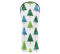 Couvre-tête de golf en cuir de qualité supérieure imperméable avec étiquette numérotée pour bois et conducteur hybride blanc, vert, bleu, formes abstraites, arbres de Noël