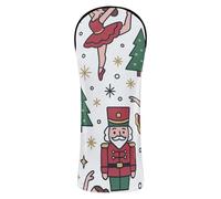 Couvre-tête de golf en cuir de qualité supérieure imperméable avec étiquettes numérotées pour bois et conducteur de parcours hybride Casse-noisette, motif de Noël