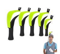 Couvre-tête de golf, ensemble de couvre-tête de golf, 5 pièces couvre-chef hybride de golf couvre-club de protection pour cou long | Couvre-tête hybride en bois antidérapant avec étiquettes numériques