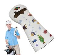 Couvre-tête de golf, housse de protection de club de golf | Protection de golf de tête de plage avec petits poissons,Fournitures de golf Numéro d'identification de la doublure en flanelle