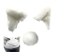 Couvre-tête de moto avec oreilles de chat en peluche 3D - Accessoire de casque avec dos adhésif - Jolies housses de protection pour moto, vélo électrique ou casque de ski - Décoration de style cosplay