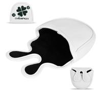 Couvre-tête de putter de golf, maillet avec broderie trèfle à quatre feuilles et double fermeture magnétique de qualité supérieure en cuir synthétique pour putter Odyssey (blanc)