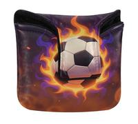 Couvre-tête de putter maillet avec fermeture magnétique pour maillet carré en cuir synthétique pour ballon de football, futbol de football et feu rouge, blanc sur noir