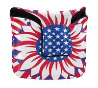 Couvre-tête de putter pour maillet avec fermeture magnétique pour la plupart des marques imperméable en cuir PU drapeau américain tournesol rouge blanc bleu 4 juillet vintage
