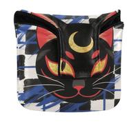 Couvre-tête de putter pour maillet magnétique masque chat noir japonais | Couvre-club de putter carré en cuir PU imperméable pour maillet