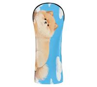 Couvre-tête pour clubs de golf avec étiquettes numérotées pour conducteur, bois et hybride, dessin animé, long chien, ciel bleu de Poméranie