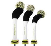 Couvre-tête pour clubs de golf tricotés - Ensemble hybride de fairway pour pilote avec pompon en laine | Couvre-chef doux et léger à col long pour la protection de la batte, design ajusté pour les