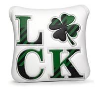 Couvre-têtes de Putter, Couvercle de Putter à maillet carré en PU imperméable, Accessoires Sport avec décor trèfles à Quatre Feuilles, Couverture Blanche