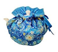 Couvre-théière en coton vintage à motif floral - Couvre-théière décorative confortable avec coussin isolant pour femme au foyer, amie, maman (bleu)