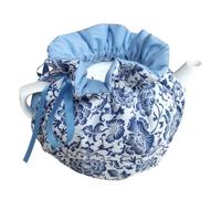 Couvre-théière vintage en coton avec coussin isolant pour femme, amie, maman (bleu)